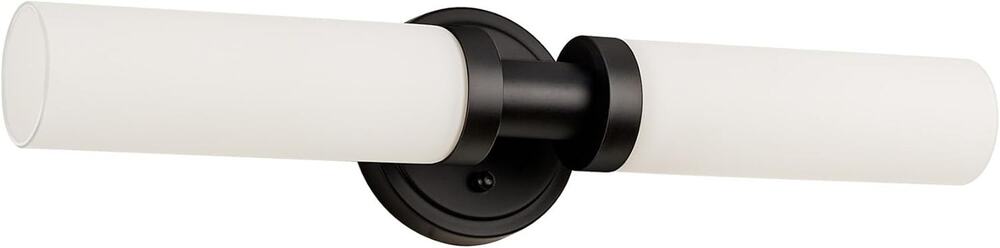 2-Light Black Bathroom Vanity Light with White Glass Shades